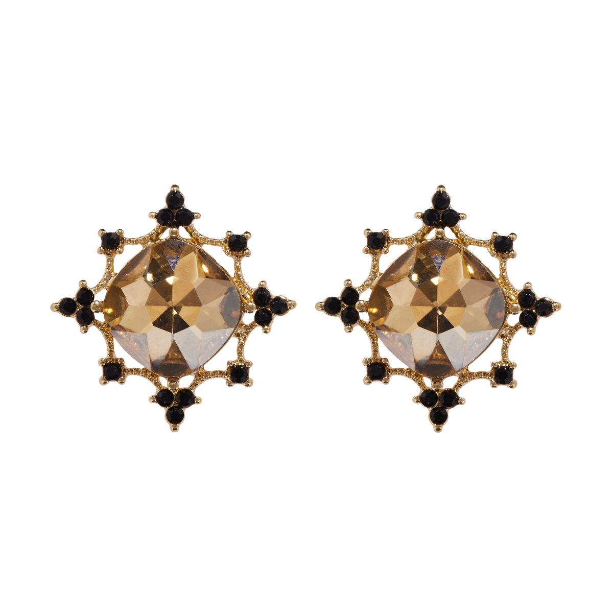 Yellow and black gem stud earrings