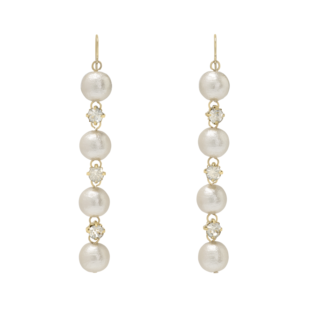 Cotton pearl and crystal drop earrings by Anq