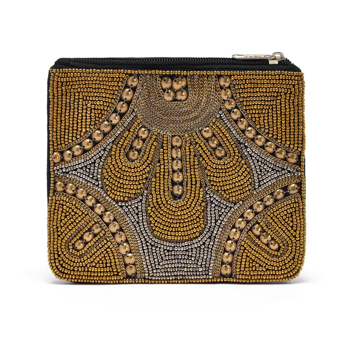 Beaded metallic purse