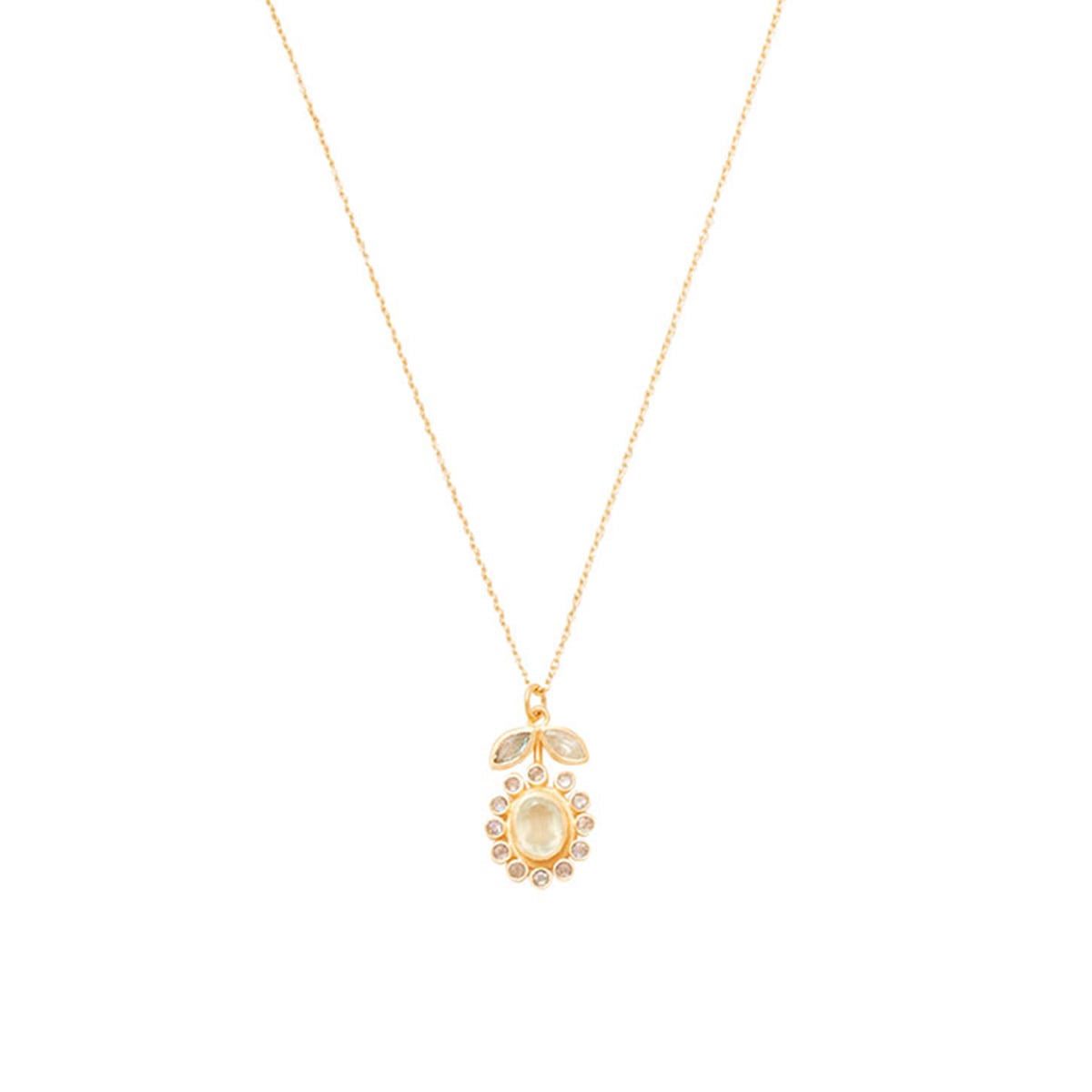 Prehnite and labradorite flower necklace by Carousel Jewels