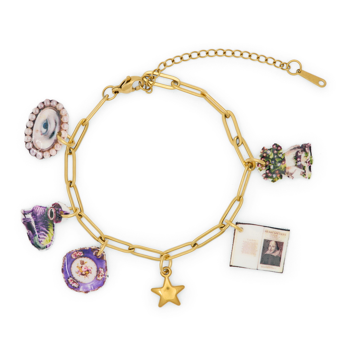 Comedy, History and Tragedy charm bracelet by Pindex Studio