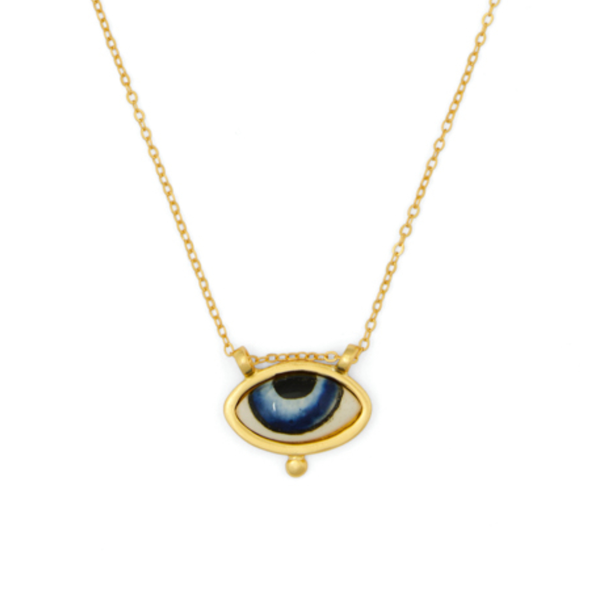 Porcelain evil eye pendant necklace by Ottoman Hands