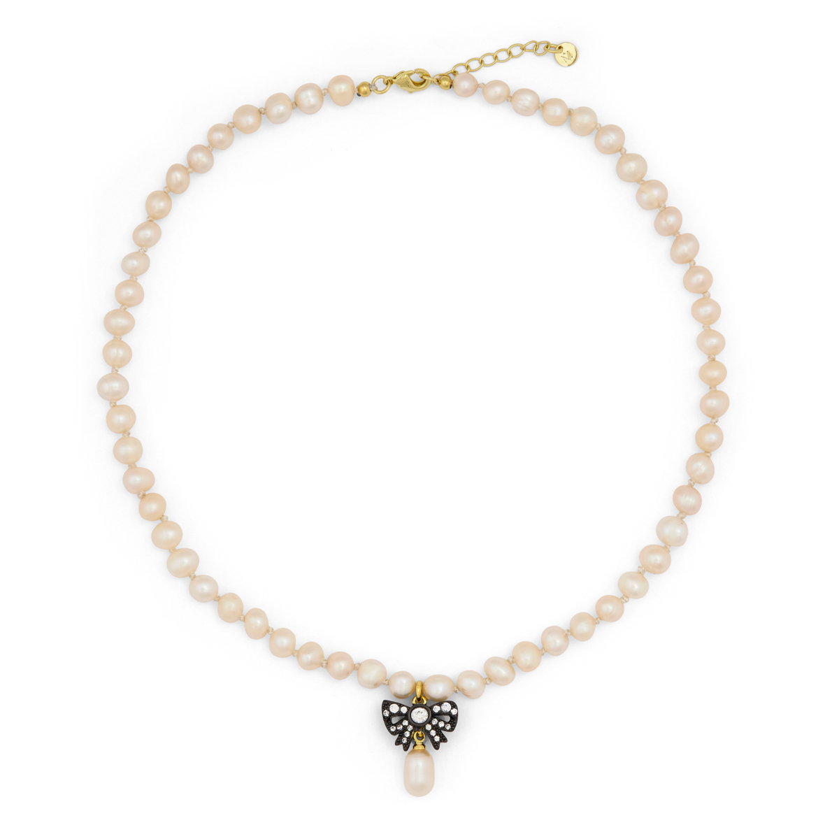 Marie Antoinette inspired pearl and bow necklace by Margaux Studios