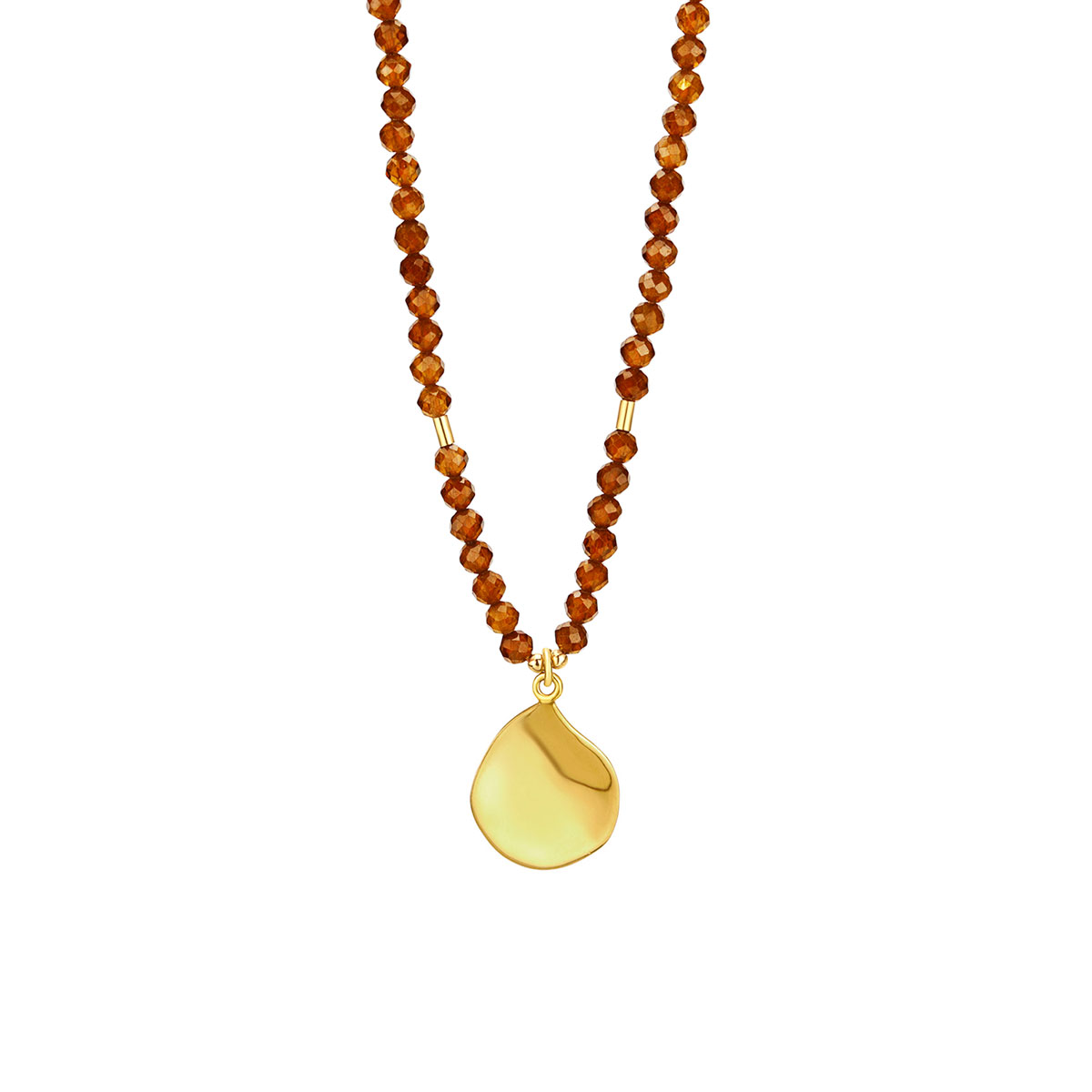 Orange garnet teardrop pendant necklace by Mounir