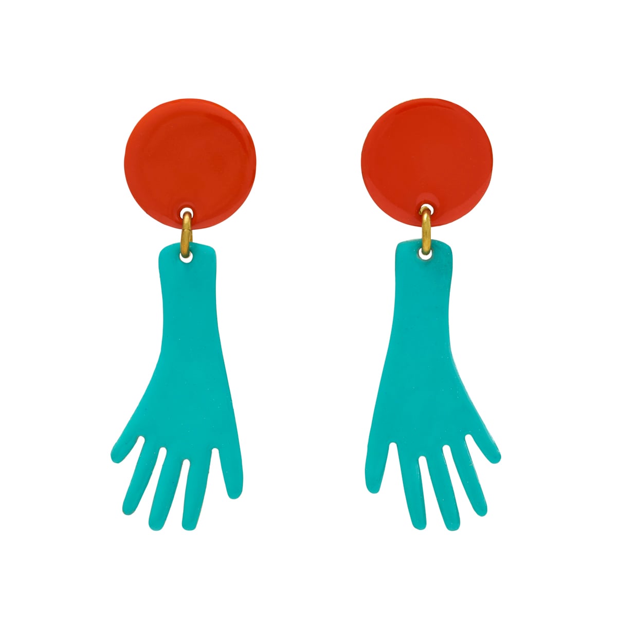 Blue hand brass earrings by Sibilia