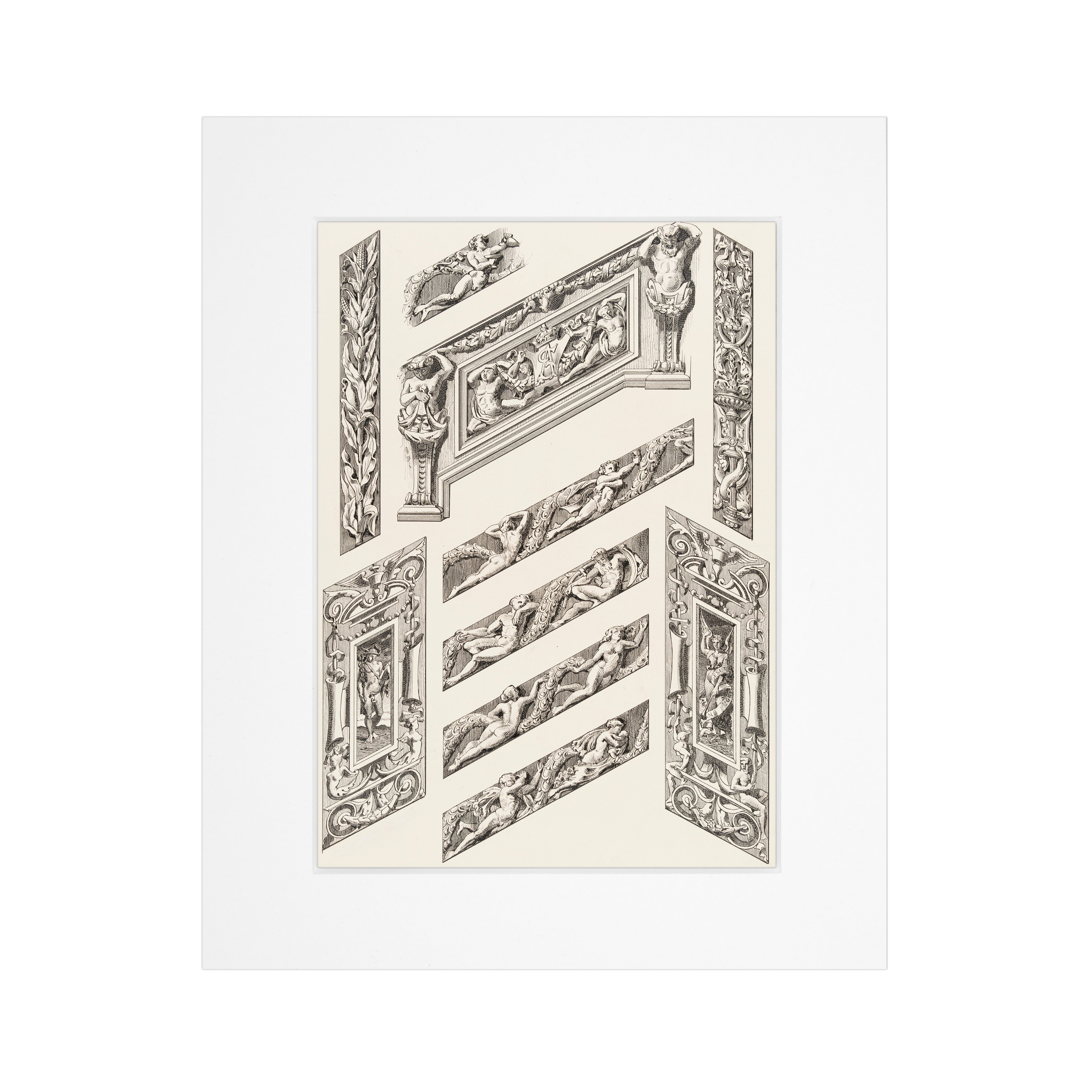 Decorative details of the West Staircase by John R. E. Watkins – 8 x 10” mounted print