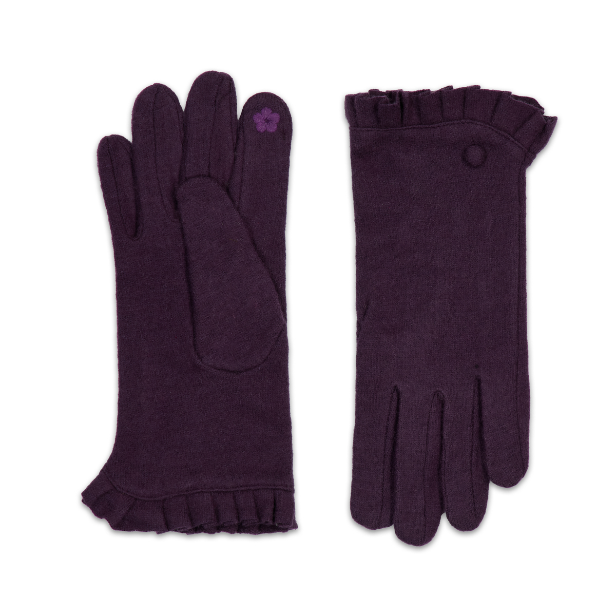 Purple ruffle wool gloves