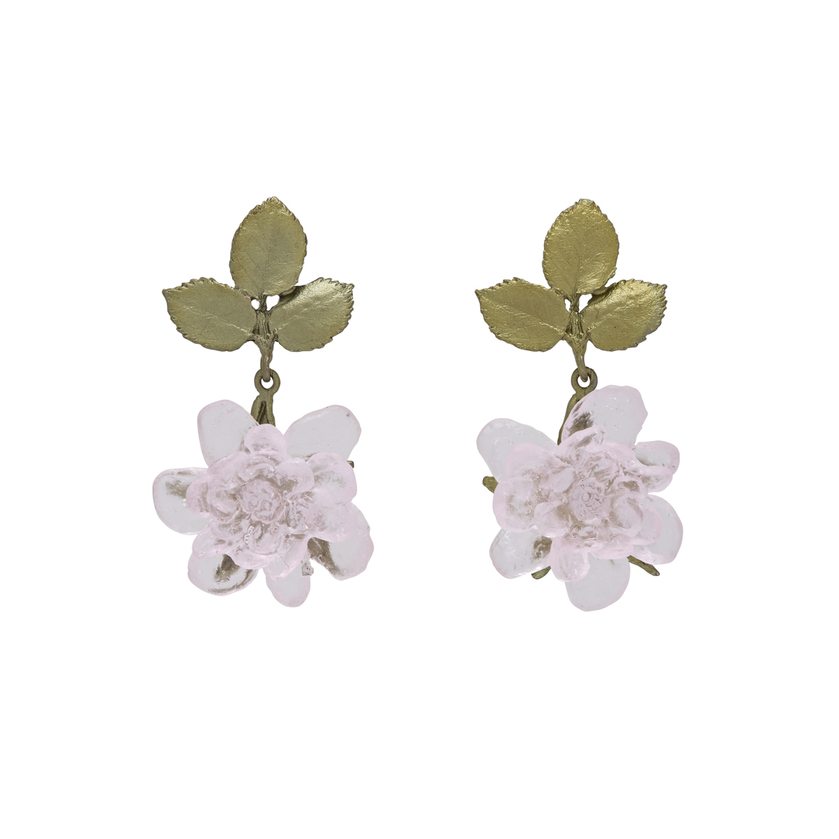 Blushing rose drop earrings by Michael Michaud