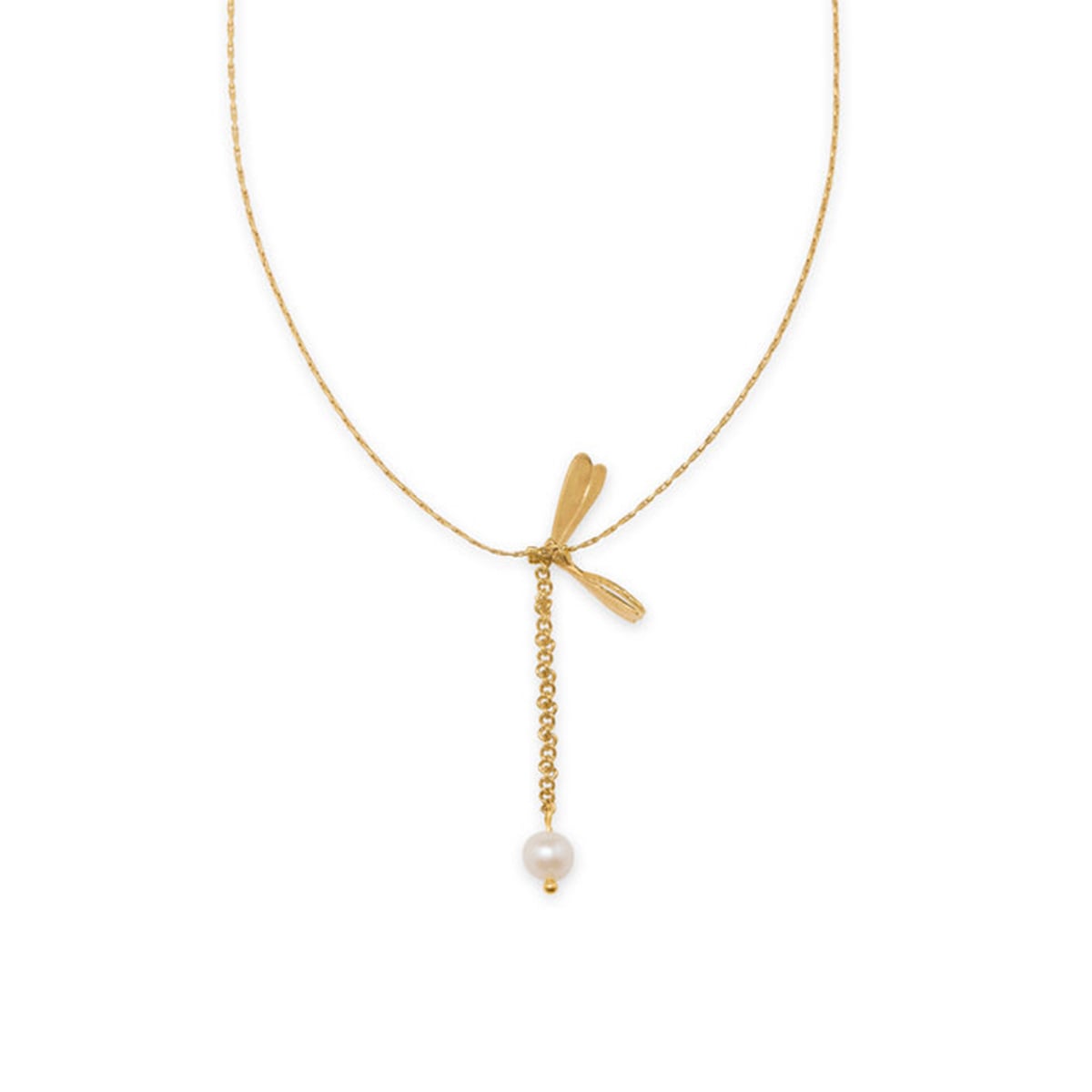 Dragonfly pearl drop necklace by Fotini Liami