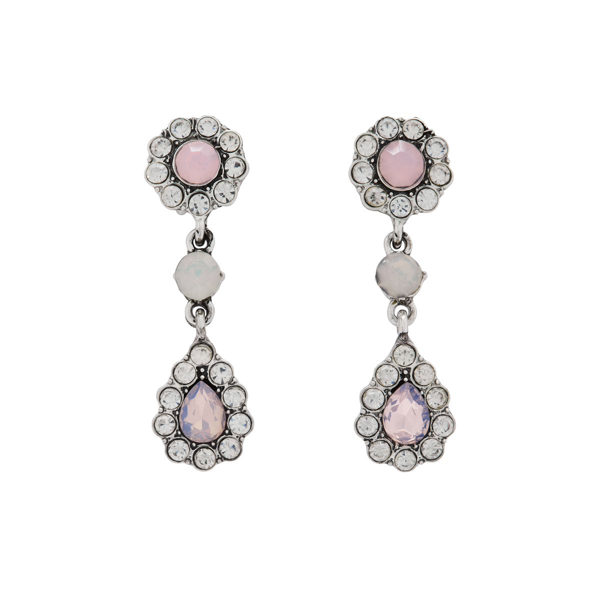 Diamante pink drop earrings