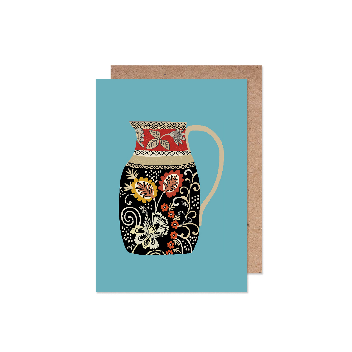 Staffordshire jug greeting card by Brie Harrison