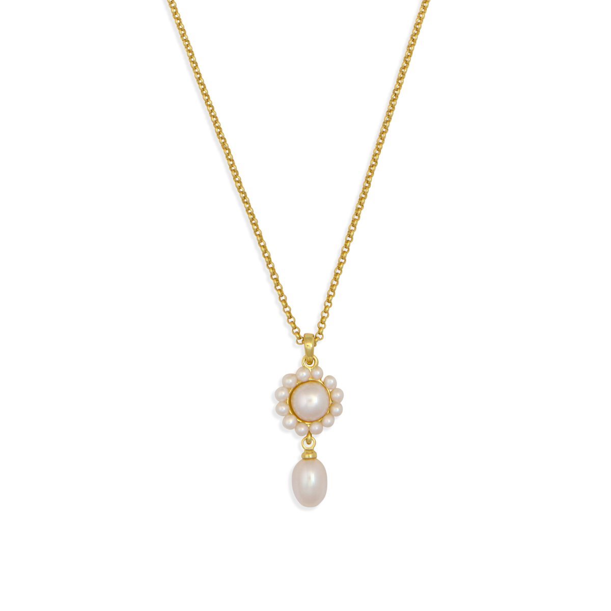 Pearl charm pendant necklace by Margaux Studios
