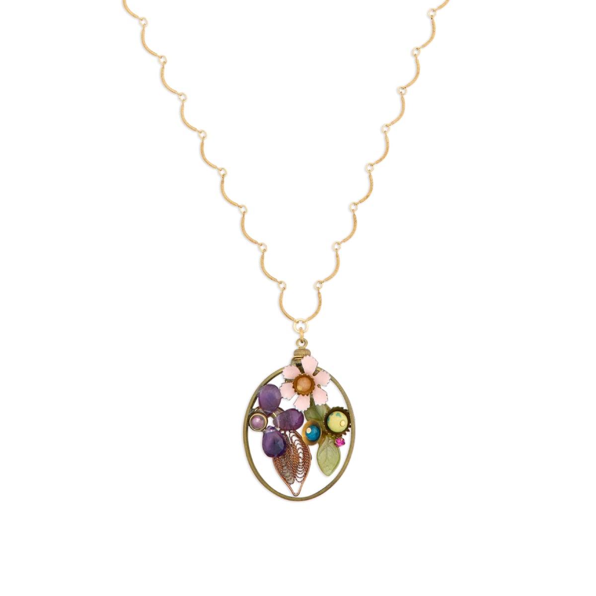 Amethyst floral window necklace by Joli