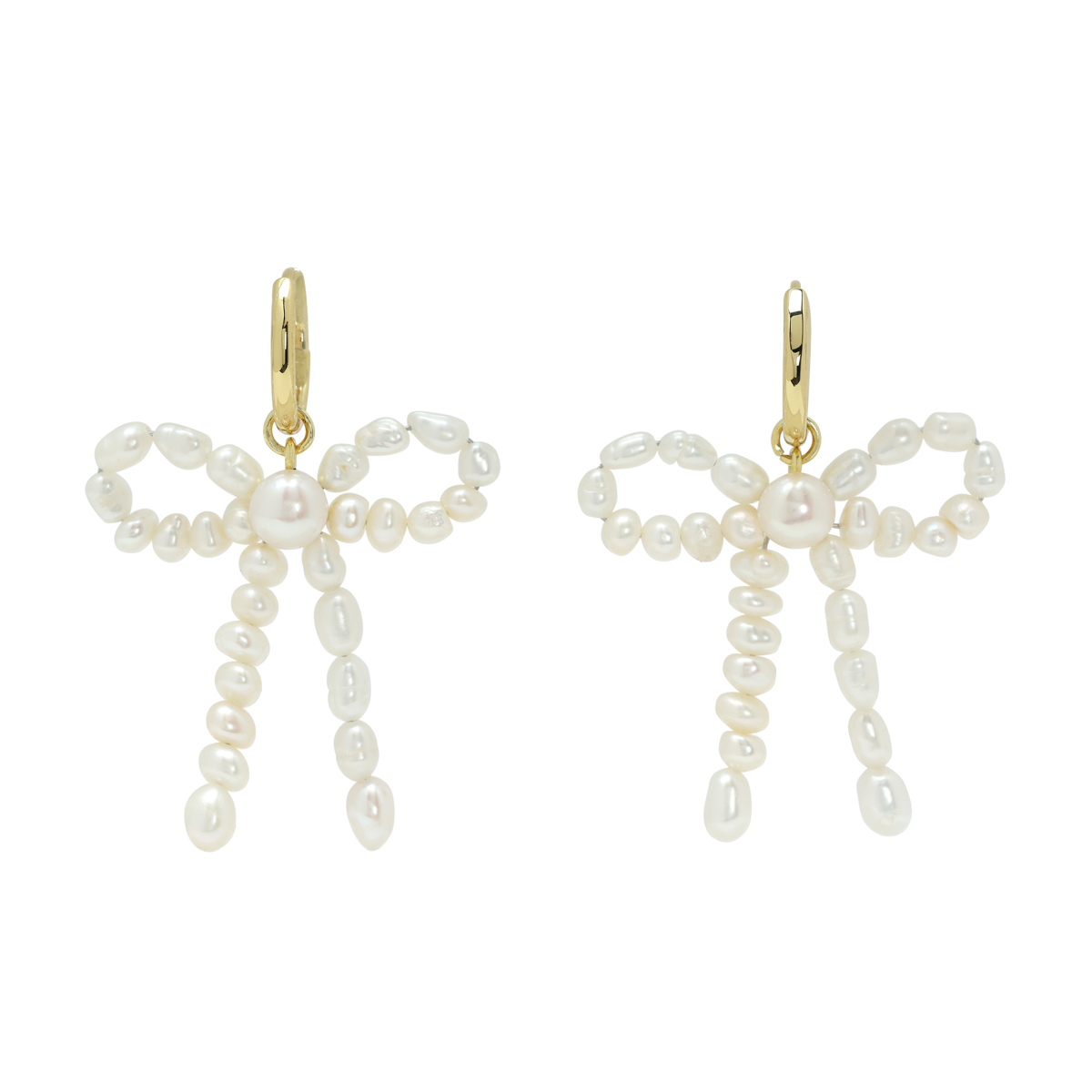 Bow of pearls hoop earrings by Margaux Studios