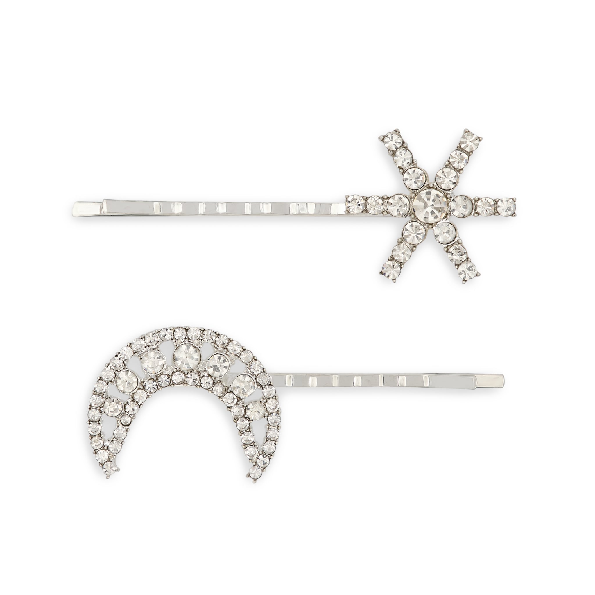 Moon and star hairclip duo