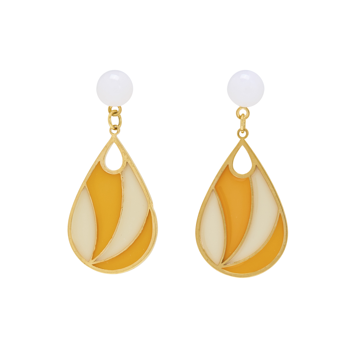 Art Deco orange teardrop earrings