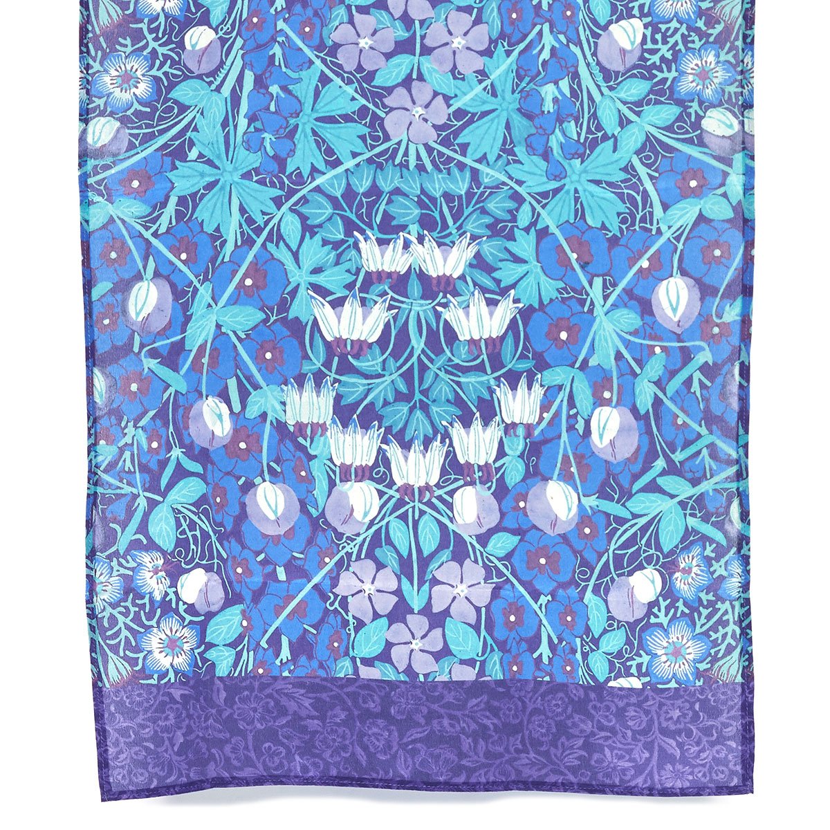 Columbines, Periwinkles and Sweet peas silk scarf