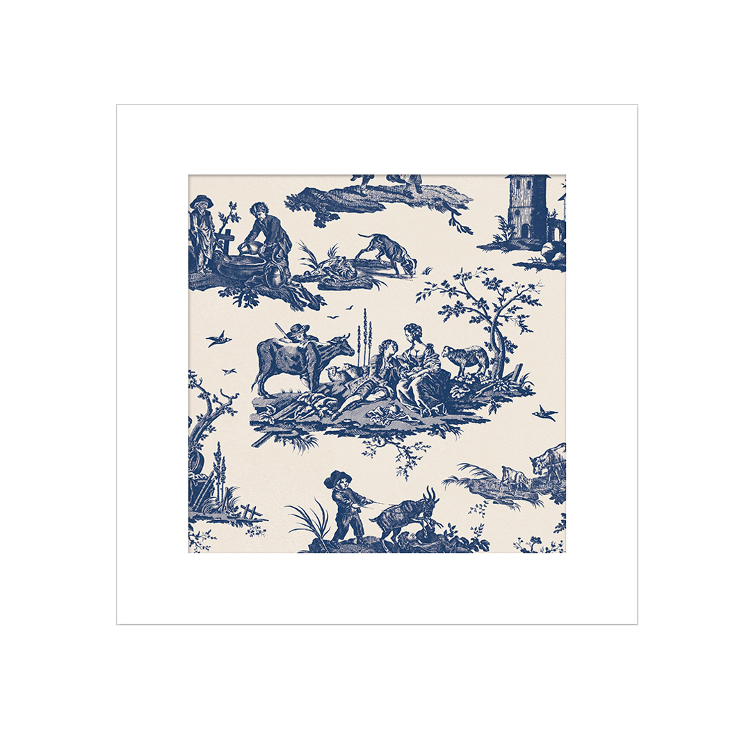 Toile de Jouy - 8 x 8" mounted print