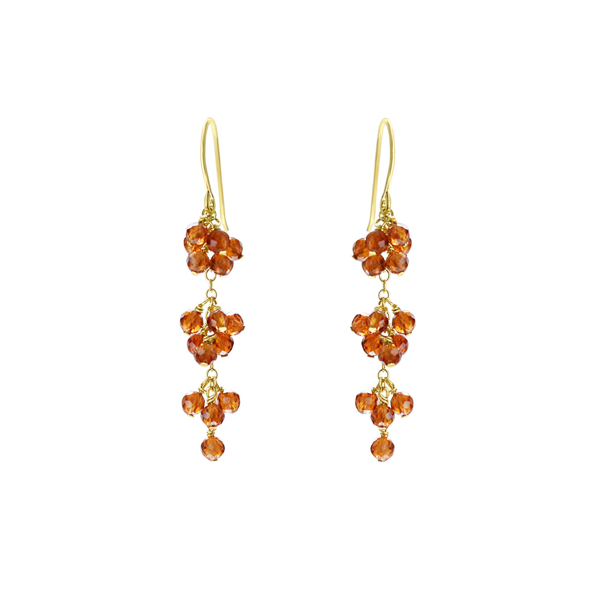 Orange garnet grape hook earrings by Mounir