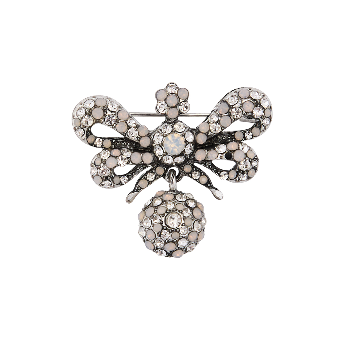 Diamante pink bow brooch