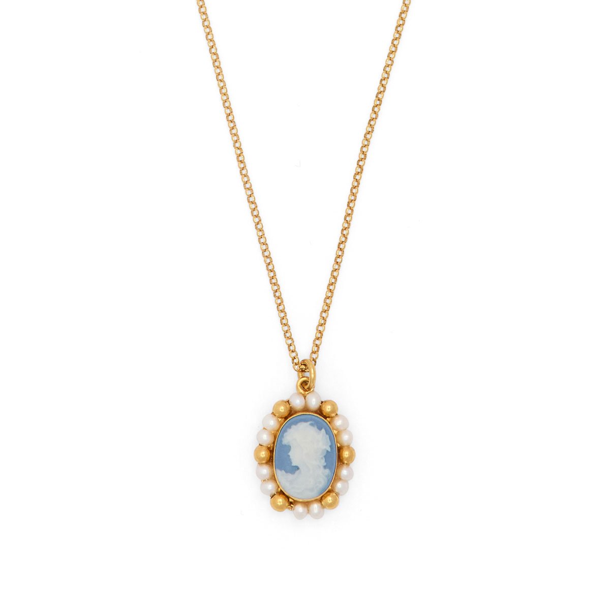 Hand-carved porcelain cameo necklace by Vintouch